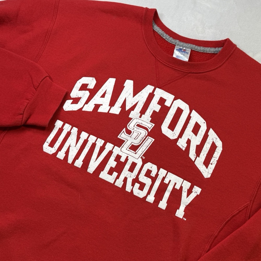 Vintage Russell Athletic Samford University Bulldogs Sweatshirt Red Large 90s